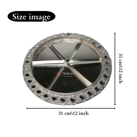 Premium Decorative Dry Fruit Tray – Elegant & Spacious Design | Luxury Round Metallic Serving Tray – Elegant Snack & Dry Fruit Platter Serving Tray with 6-Part Sections - Bakeyy.com - India - Premium Decorative Dry Fruit Tray – Elegant & Spacious Design | Luxury Round Metallic Serving Tray – Elegant Snack & Dry Fruit Platter Serving Tray with 6-Part Sections - Default Title