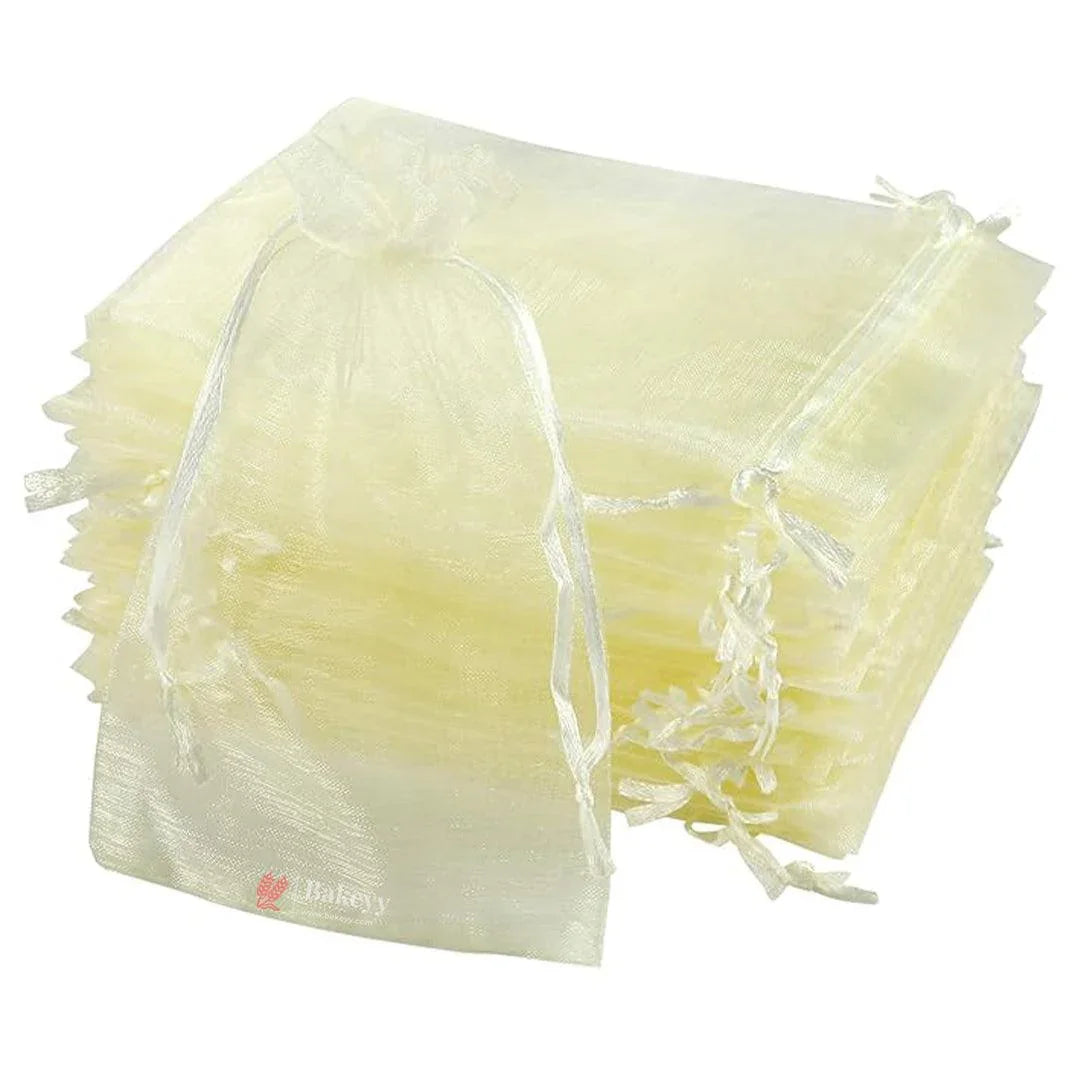 Cream Organza Potli Bag | Drawstring Bags