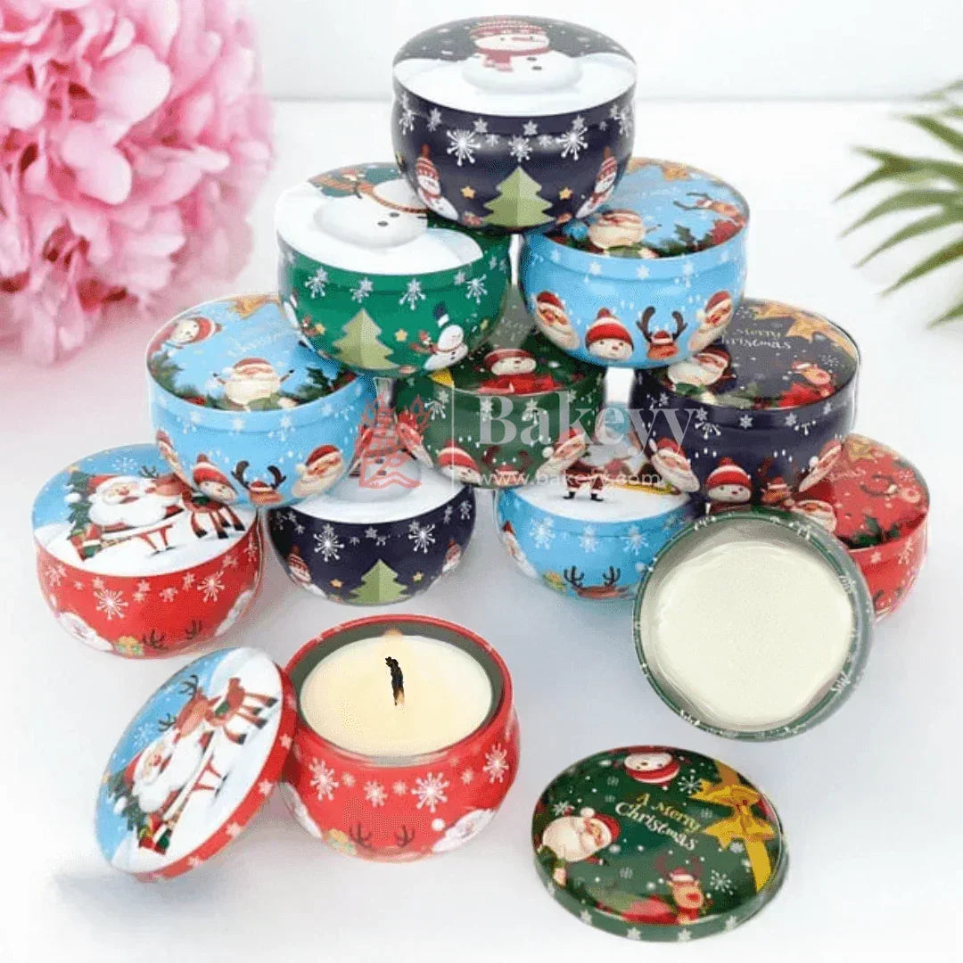 Christmas Decorative Tin Candle Set | Pack of 12 | Mixed Designs | Festive Scented Candles for a Joyful Ambiance - Bakeyy.com - India - Christmas Decorative Tin Candle Set | Pack of 12 | Mixed Designs | Festive Scented Candles for a Joyful Ambiance - Default Title