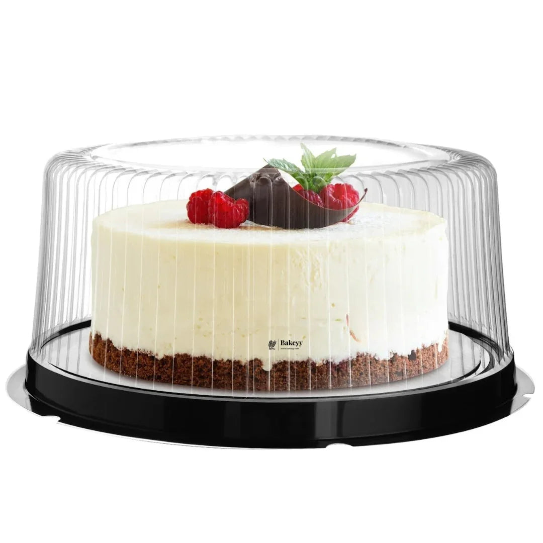 20x8.5Cm| 1/2 Kg Cake Carrier With Lid| Plastic Cake Carrier with Black Base and Transparent Lid| Pack of 10