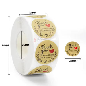 1 Inch Kraft Theme Thank You Stickers