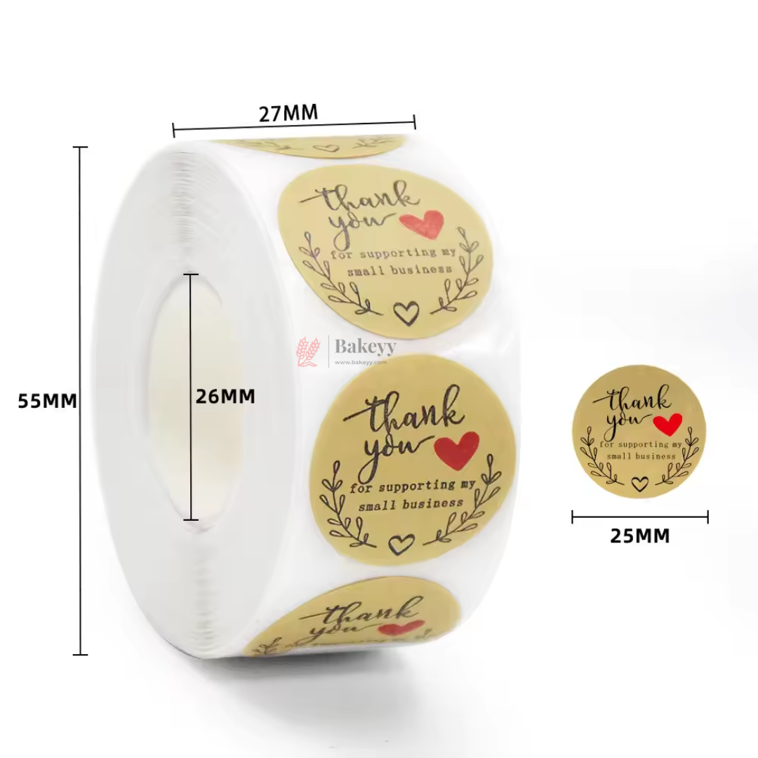 1 Inch Kraft Theme Thank You Stickers