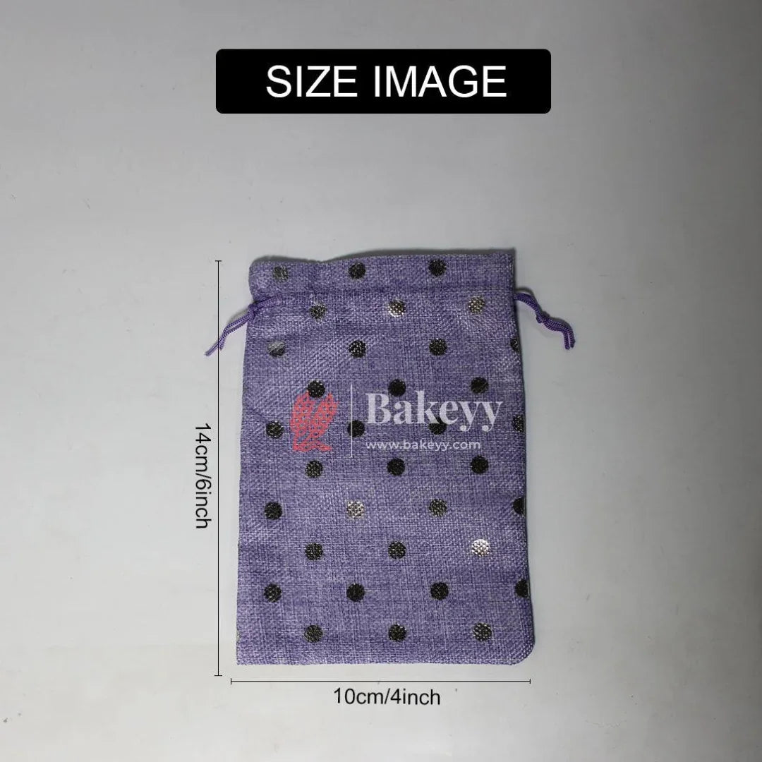 Purple With Silver Dots Premium Colour Jute Potli Bags | Pack Of 10
