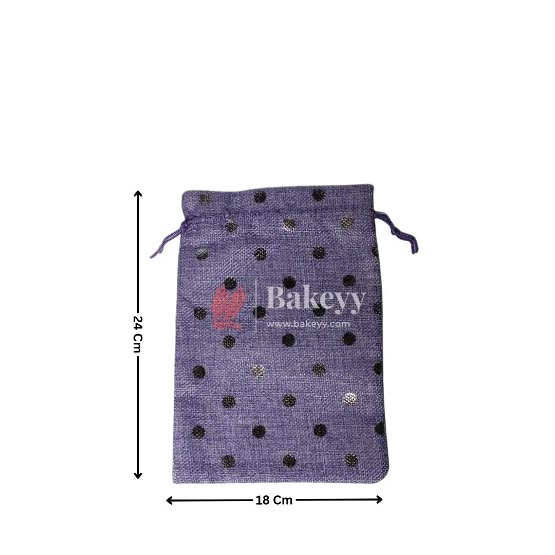 Purple With Silver Dots Premium Colour Jute Potli Bags | Pack Of 10