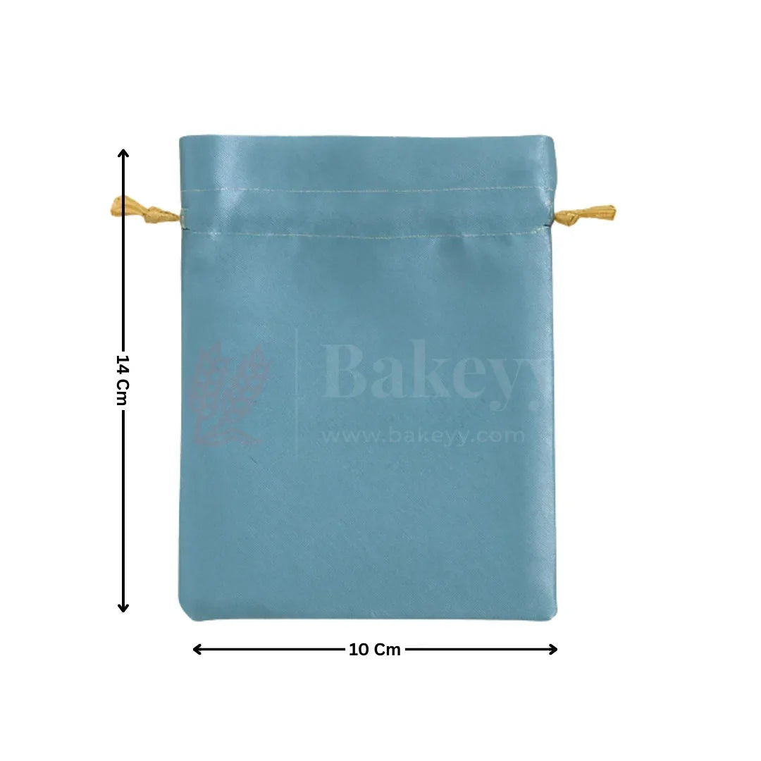 Sky Blue Satin Potli Bags | Pack of 25