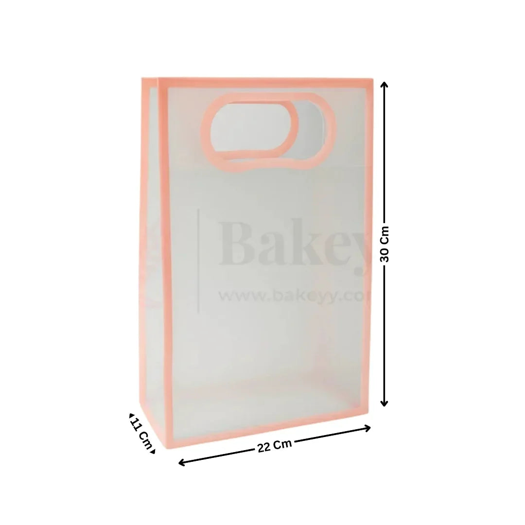 Transparent Gift Bag - Peach | Oval‑Cut Handle| Pack Of 12