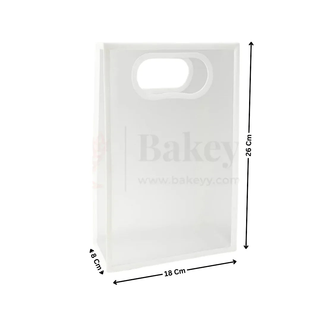 Transparent Gift Bag - White | Oval‑Cut Handle| Pack Of 12