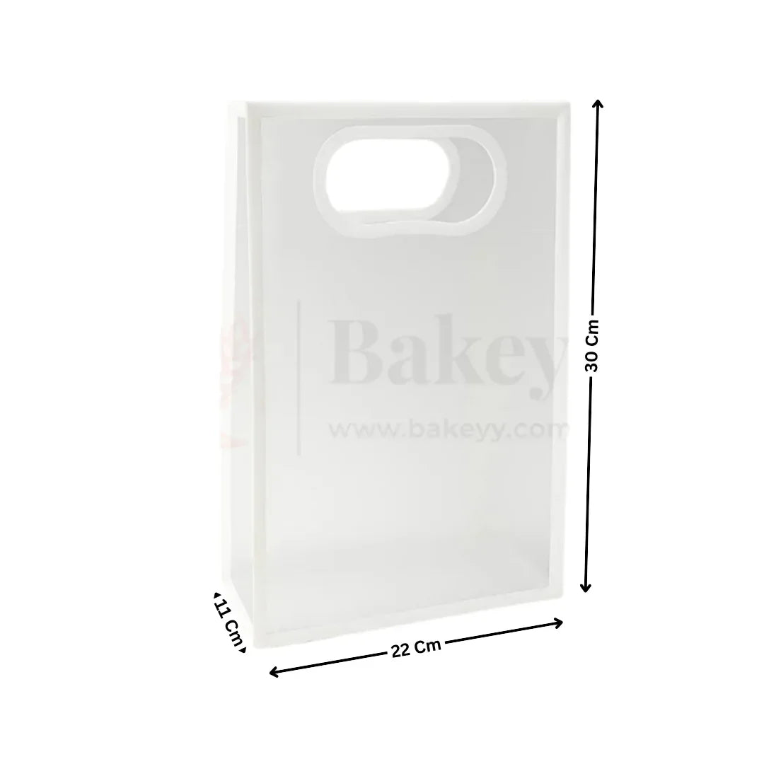 Transparent Gift Bag - White | Oval‑Cut Handle| Pack Of 12
