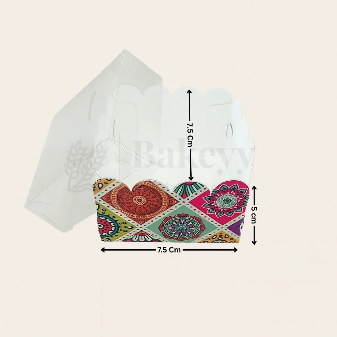 Floral Print 1 Brownie Box With Transparent Lid | Pack of 50 - Bakeyy.com - India - Floral Print 1 Brownie Box With Transparent Lid | Pack of 50 - Default Title