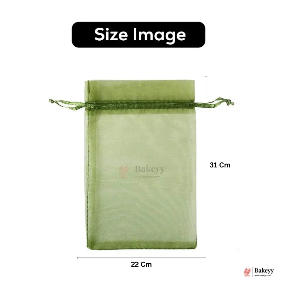 Olive Green Organza Potli Bags