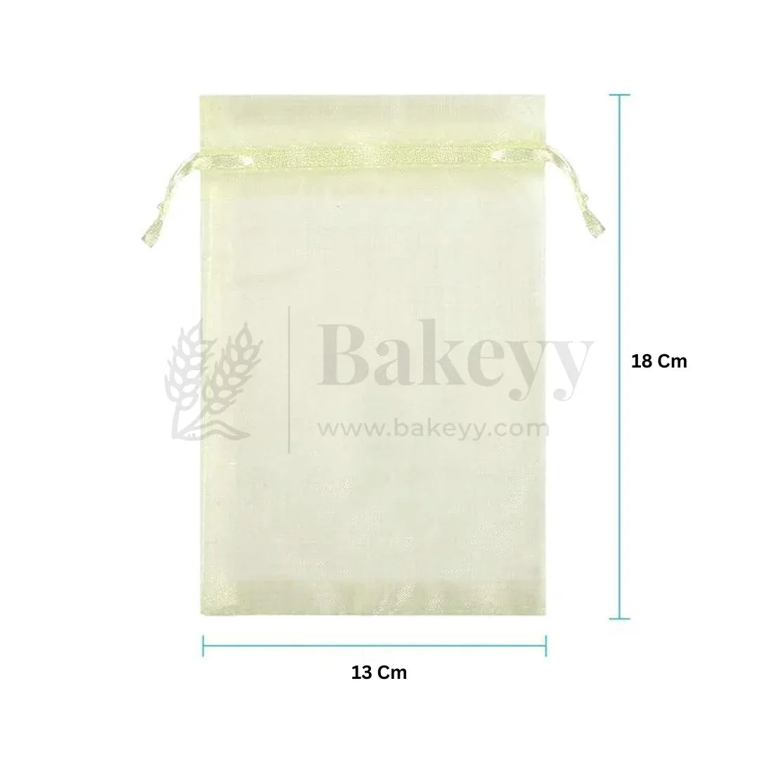 Cream Organza Potli Bag | Drawstring Bags