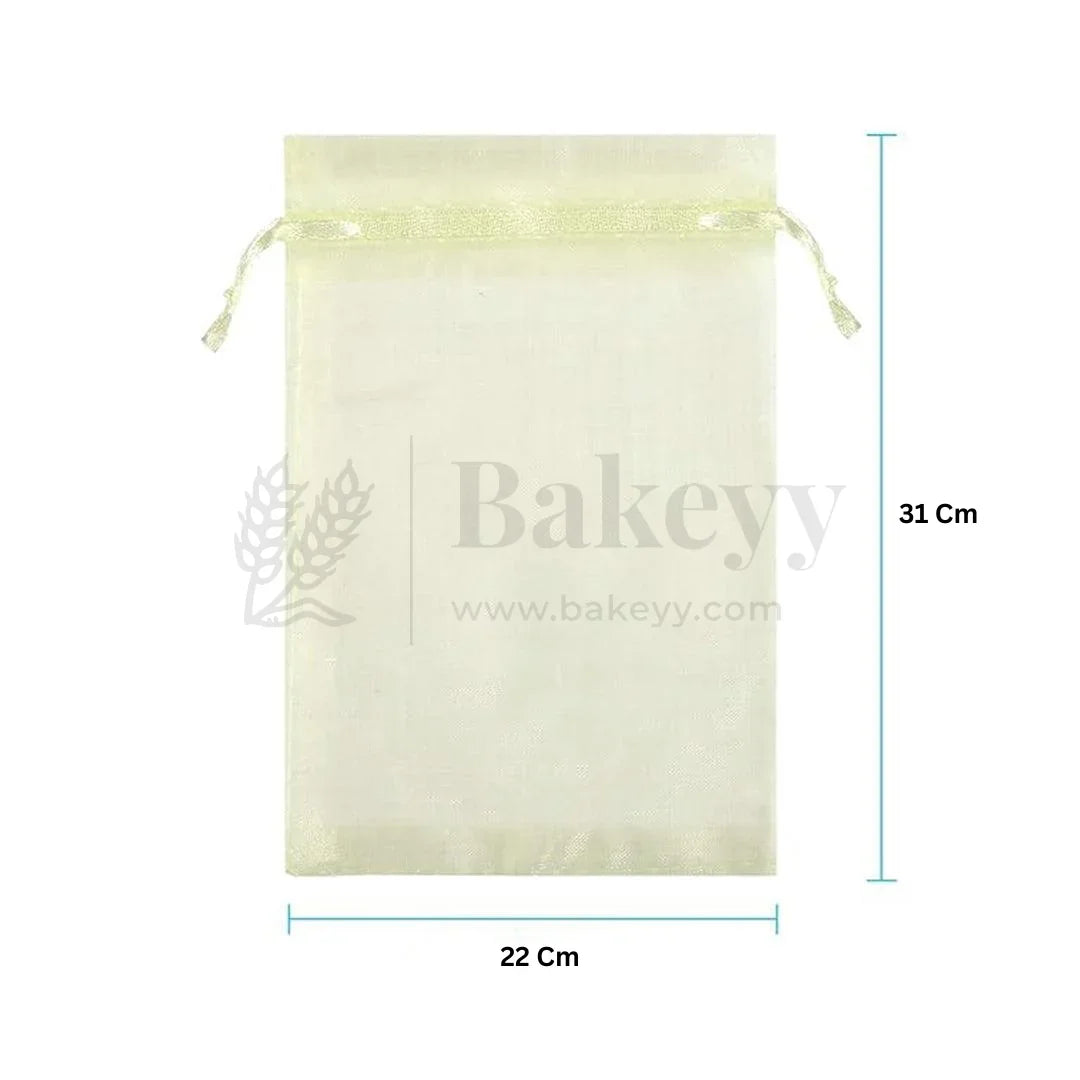 Cream Organza Potli Bag | Drawstring Bags