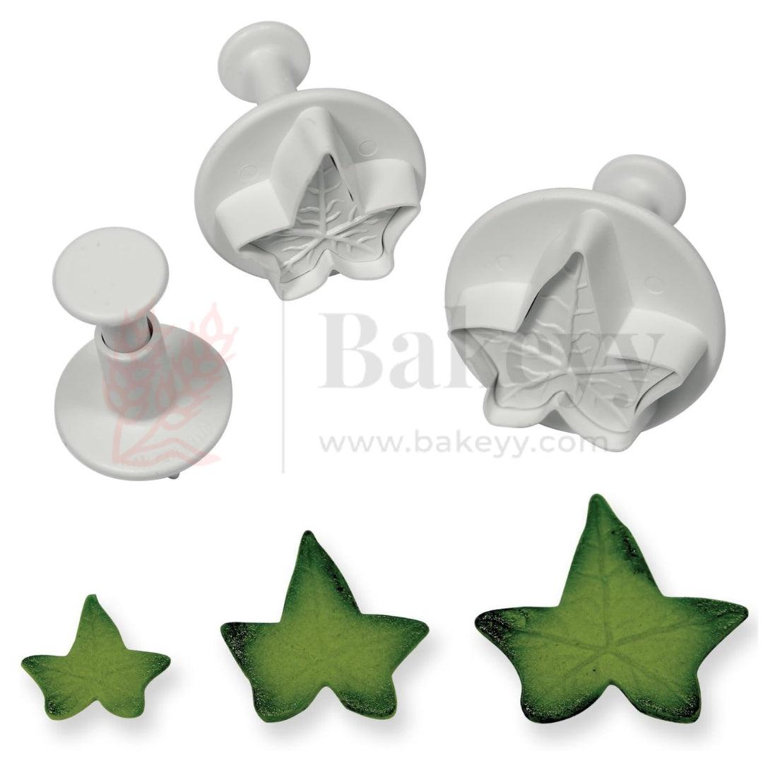 Veined Ivy Leaf Plunger Cutter| Cake Decorating Tool| Perfect for Biscuits, Cookies, Fondant| 3 Piece Set - Bakeyy.com - India - Veined Ivy Leaf Plunger Cutter| Cake Decorating Tool| Perfect for Biscuits, Cookies, Fondant| 3 Piece Set - Default Title