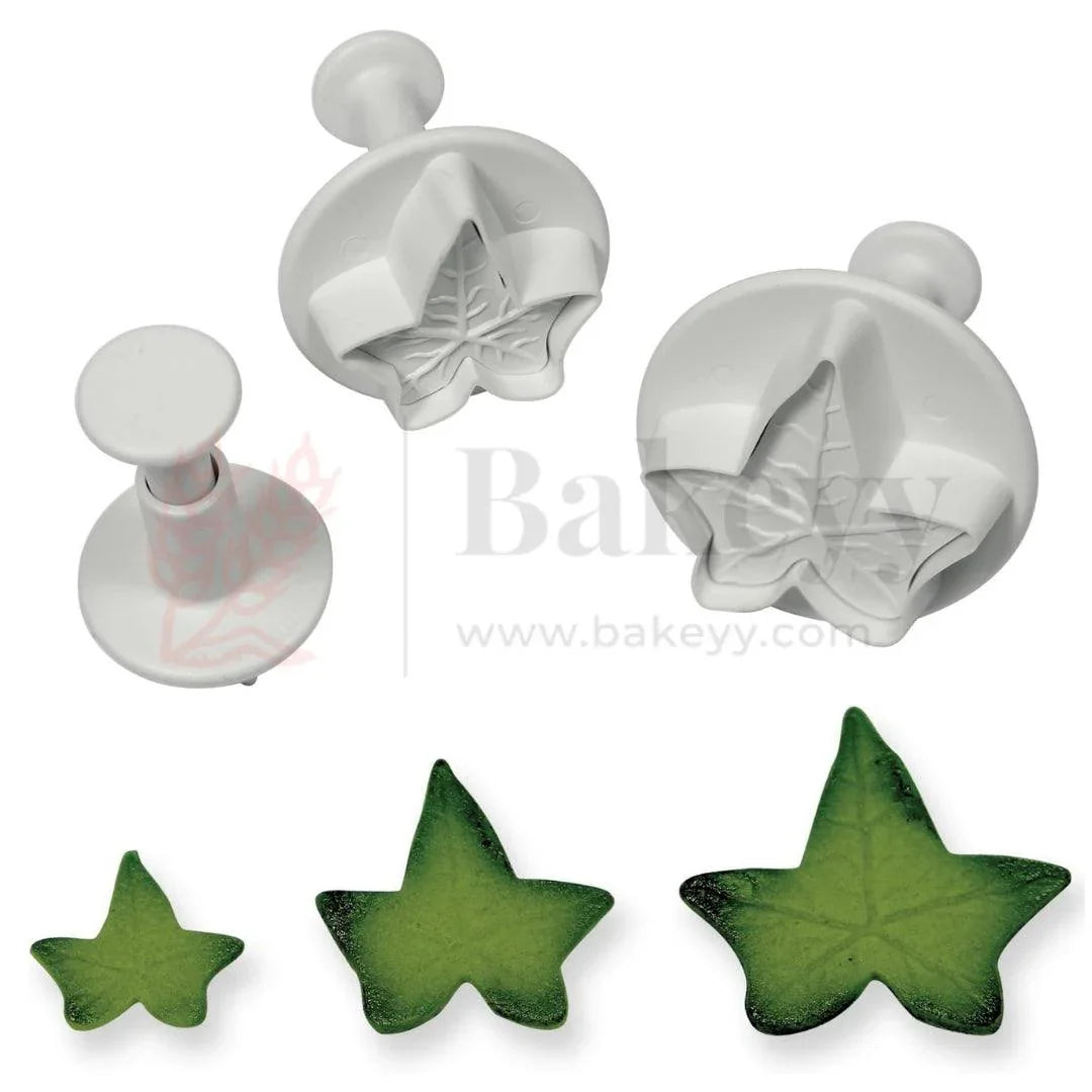 Veined Ivy Leaf Plunger Cutter| Cake Decorating Tool| Perfect for Biscuits, Cookies, Fondant| 3 Piece Set - Bakeyy.com - India - Veined Ivy Leaf Plunger Cutter| Cake Decorating Tool| Perfect for Biscuits, Cookies, Fondant| 3 Piece Set - Default Title