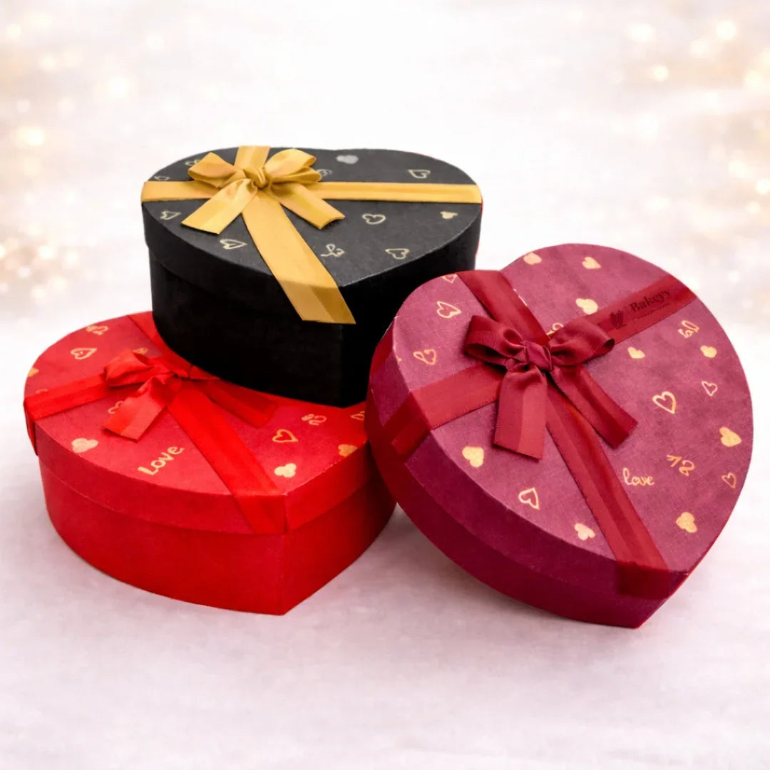 Heart Shape Rigid Hamper Box with Ribbon Lid | Premium Packaging for Chocolates or Gifts | Pack of 1