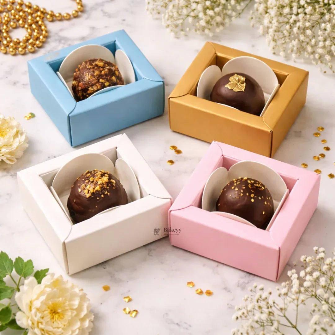 1 Cavity Chocolate Box | Multiple Colors Available | Cavity Box | Pack of 100 - Bakeyy.com - India - 1 Cavity Chocolate Box | Multiple Colors Available | Cavity Box | Pack of 100 - White 850.00