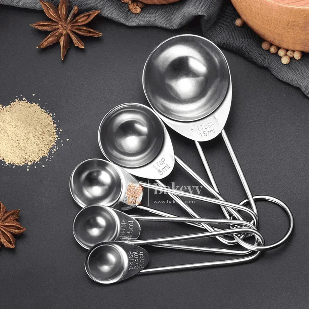 Stainless Steel Measuring Spoon Set | 5-Piece Precision Measuring Tools | - Bakeyy.com - India - Stainless Steel Measuring Spoon Set | 5-Piece Precision Measuring Tools | - Default Title