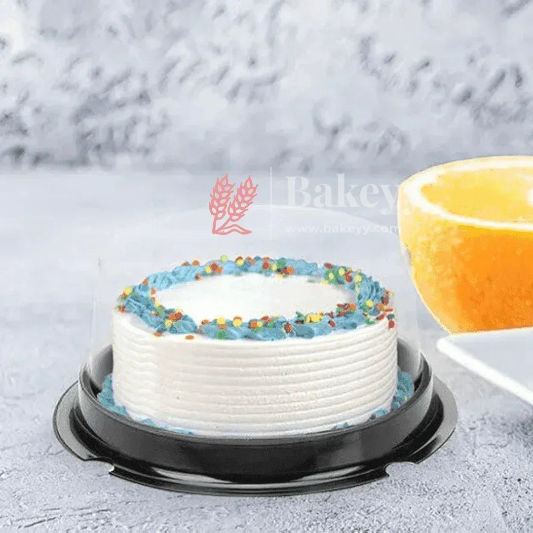 Bento Cake Container || Round Golden Plastic Cake Container with Clear Dome Lid || Individual Pastry Container|| - Bakeyy.com - India - Bento Cake Container || Round Golden Plastic Cake Container with Clear Dome Lid || Individual Pastry Container|| - Gold / Pack of 50