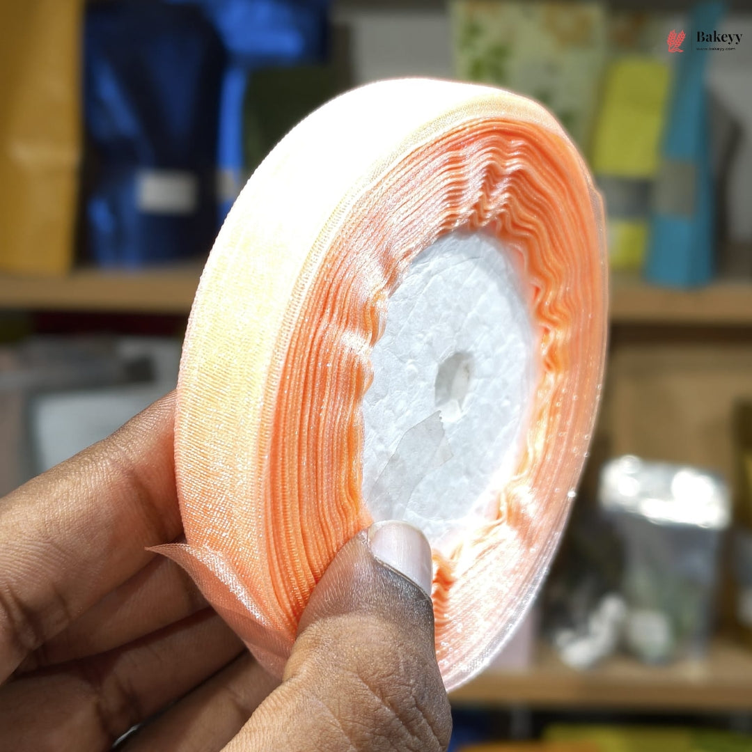 1 cm x 32 Meter | Shiny Organza Ribbon Roll | Multiple Colors Available | Pack of 1