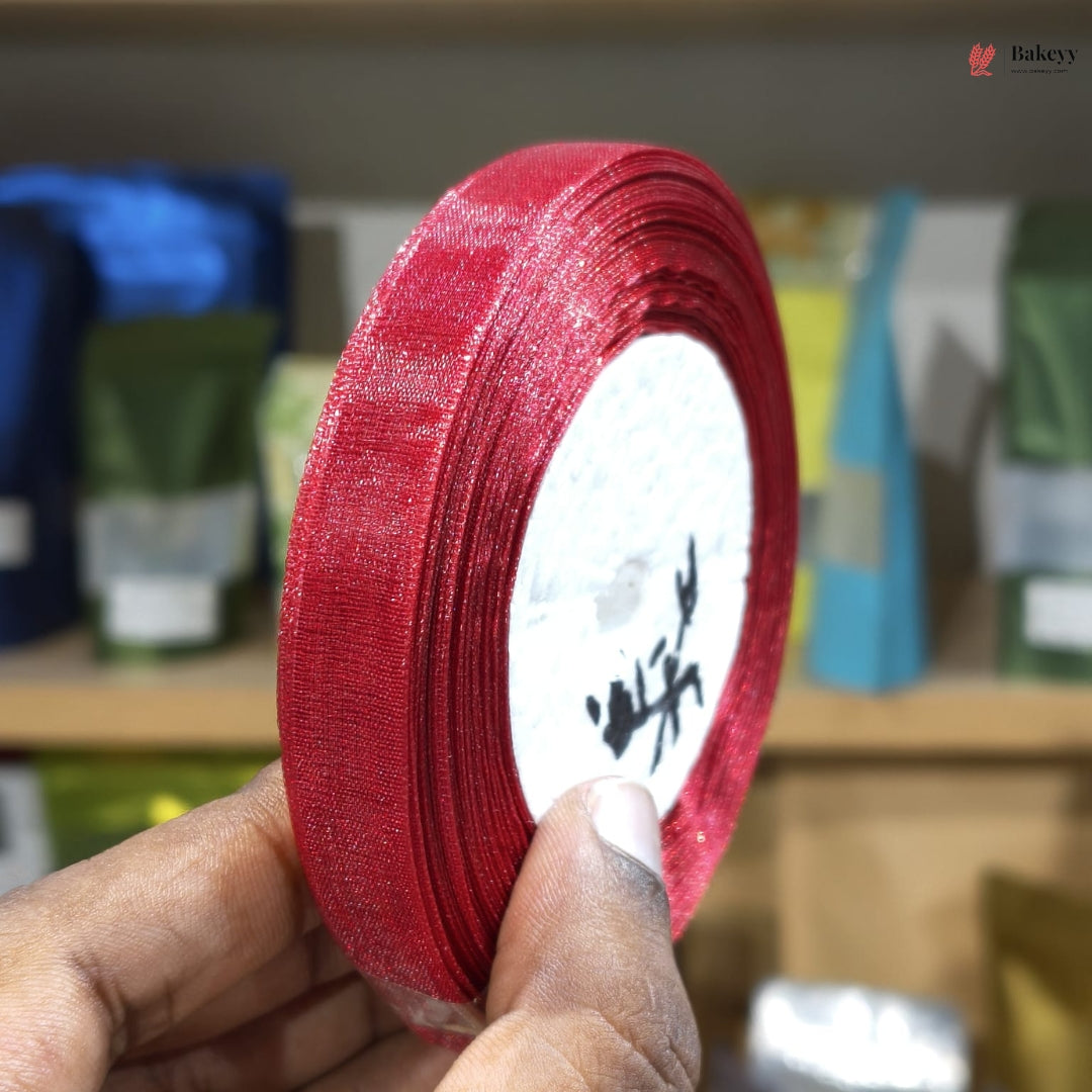 1 cm x 32 Meter | Shiny Organza Ribbon Roll | Multiple Colors Available | Pack of 1