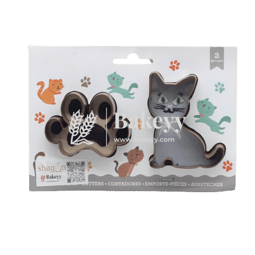 2 Pieces Paw & Cat Cookie Cutter - Bakeyy.com - India - 2 Pieces Paw & Cat Cookie Cutter - Default Title