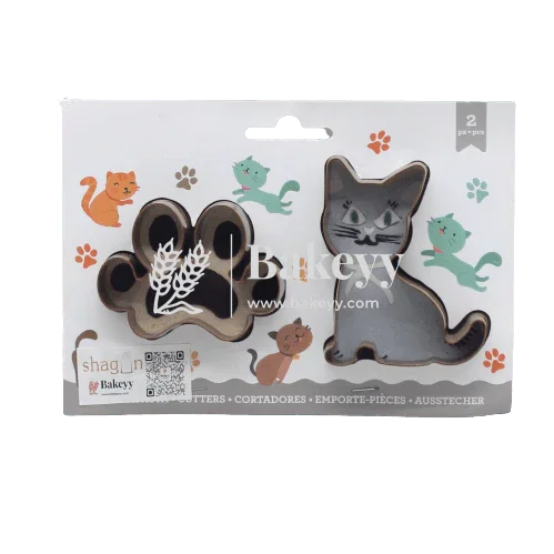 2 Pieces Paw & Cat Cookie Cutter - Bakeyy.com - India - 2 Pieces Paw & Cat Cookie Cutter - Default Title