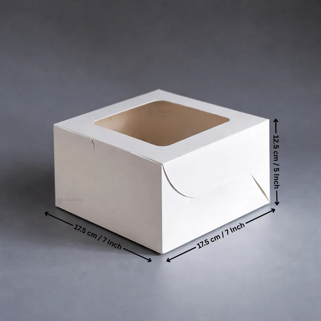 5 Inch Height | White Cake Box ITC Quality | Square Shape Top window | Pack Of 25