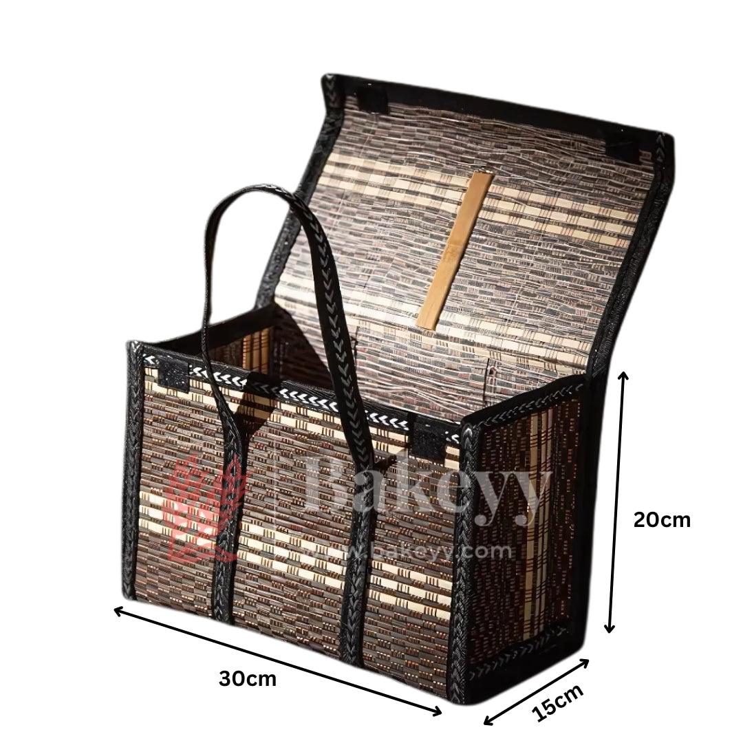 Black Wooden Basket| Handmade Wicker basket| 1 Piece - Bakeyy.com - India - Black Wooden Basket| Handmade Wicker basket| 1 Piece - Default Title