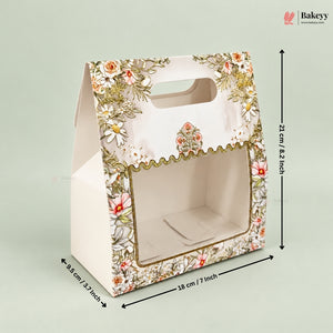 Bloom Printed Window Gift Box with Handle | Pack of
