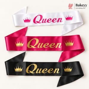 Women Queen Satin Party Sash with Crown Design | Pack of 1