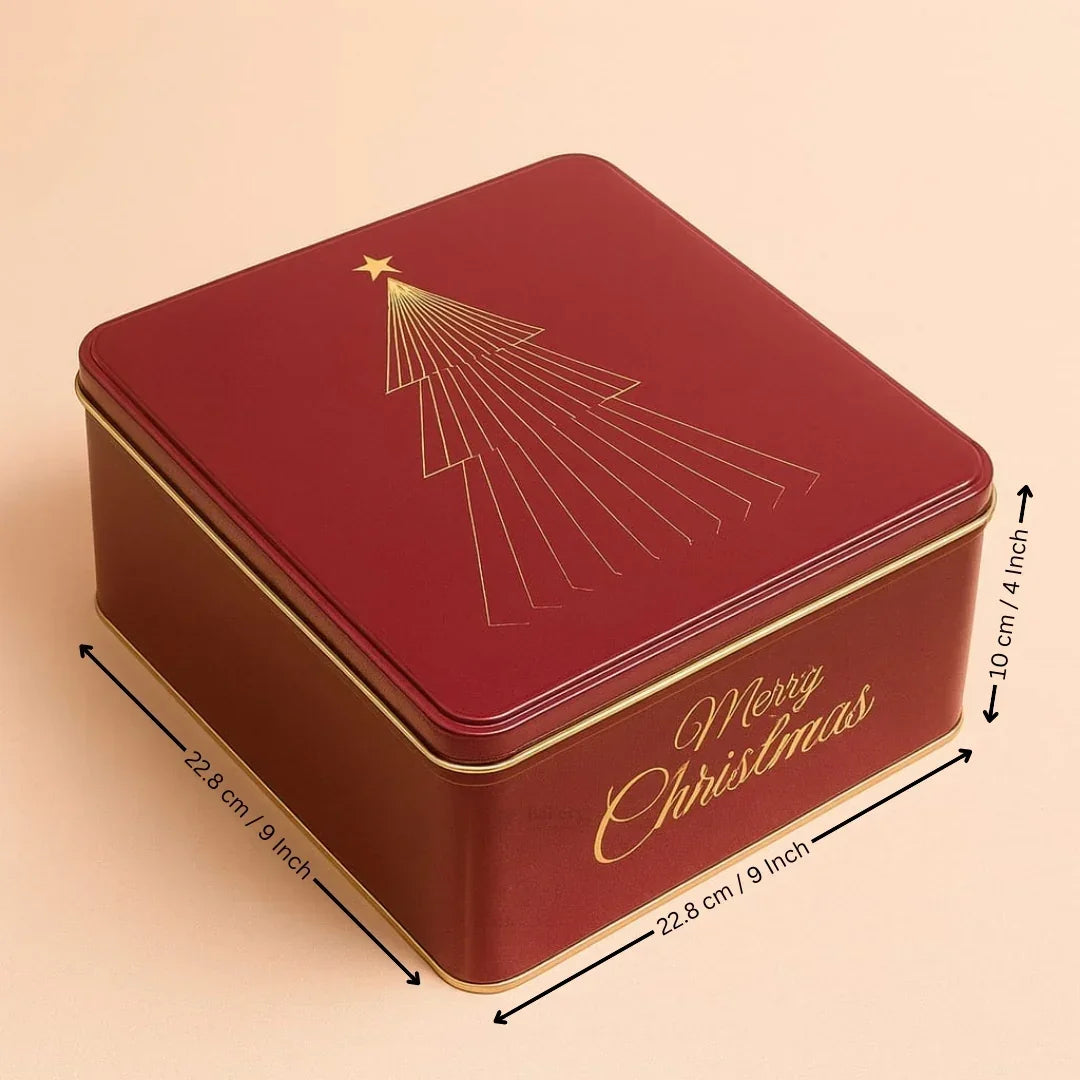 Christmas Hamper Square Tin Box | Hamper Box | Gift Box | Plum Cake Box