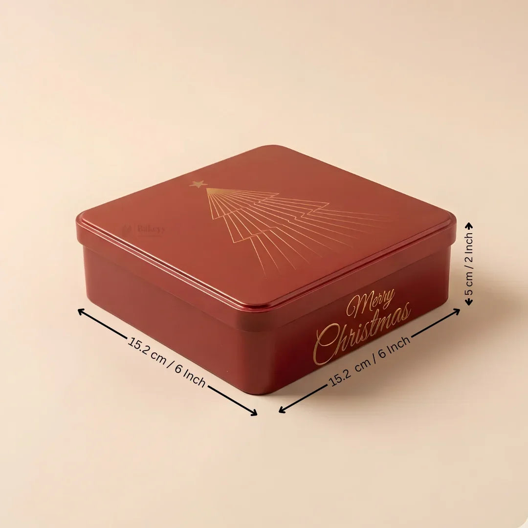 Christmas Hamper Square Tin Box | Hamper Box | Gift Box | Plum Cake Box