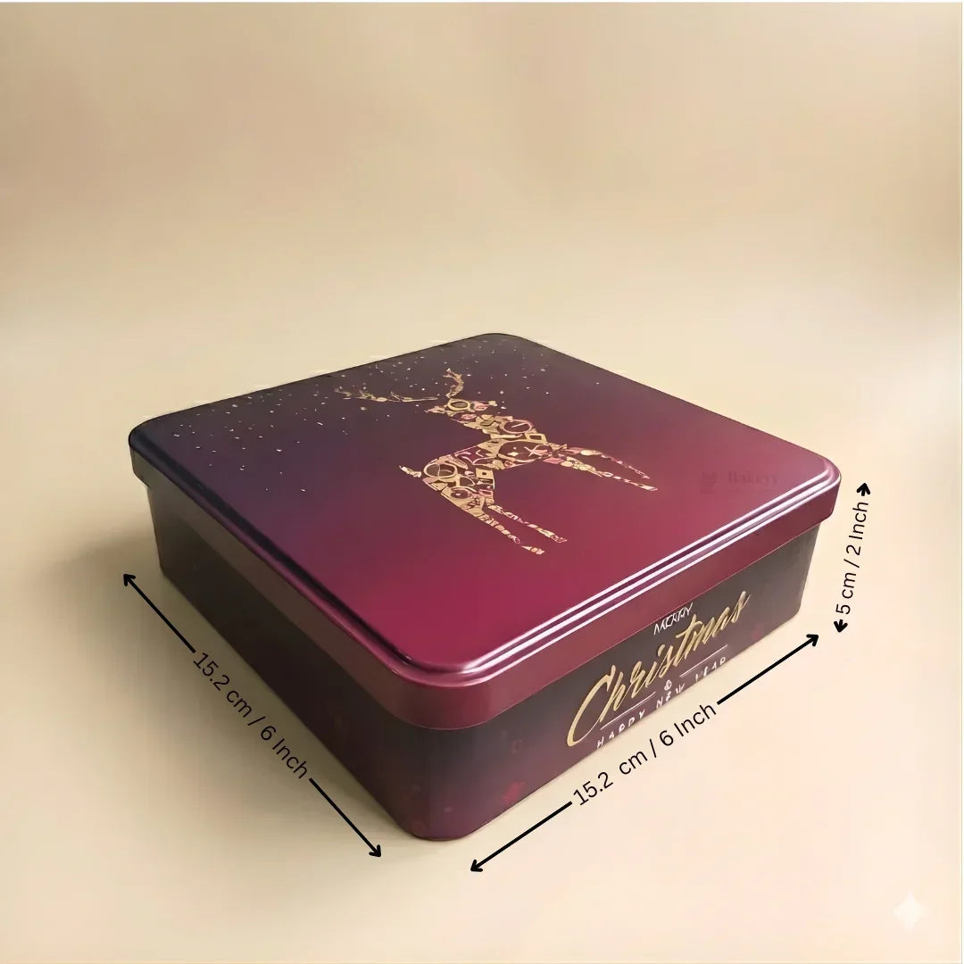 Christmas Hamper Square Tin Box | Hamper Box | Gift Box | Plum Cake Box