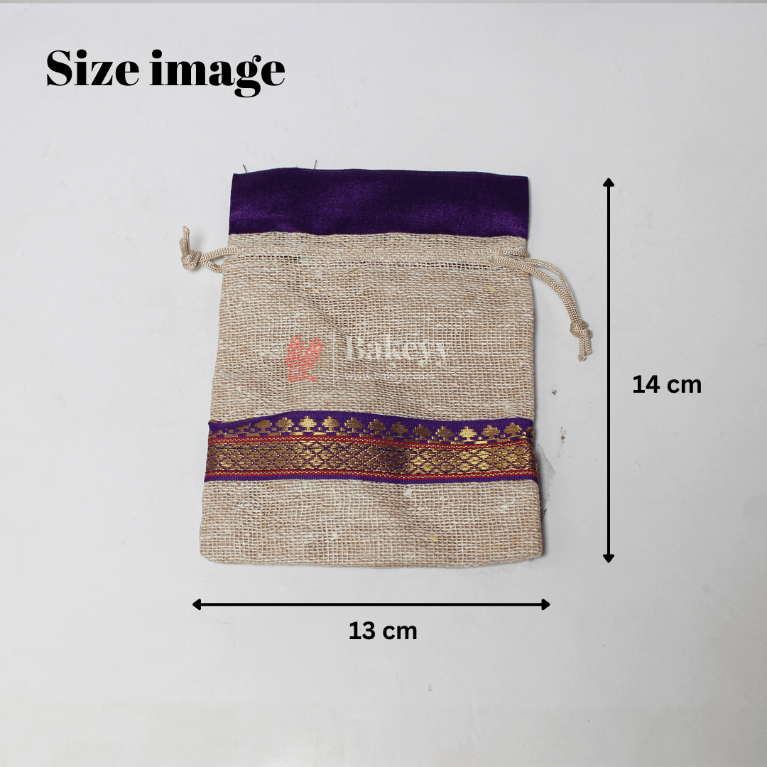 13x14 CM \ 5x6 inch| Elegant Jute  Purple Drawstring Gift Bag | Drawstring Bags | Pack of 10