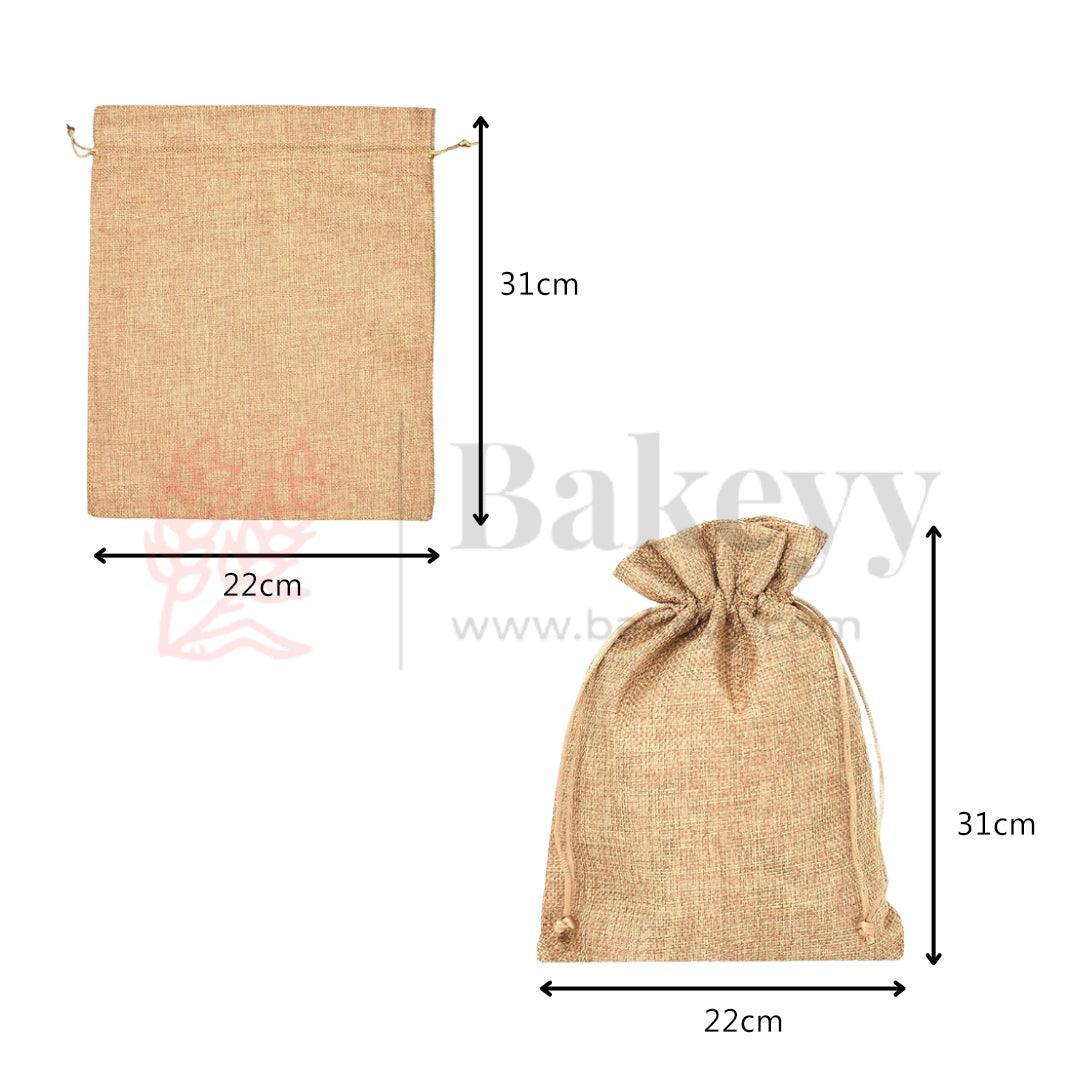 Jute Potli Bags Natural Colour Drawstring Gift Bags for Return Gifts - Pack of 50 - Bakeyy.com - India - Jute Potli Bags Natural Colour Drawstring Gift Bags for Return Gifts - Pack of 50 - 22x31 Cm