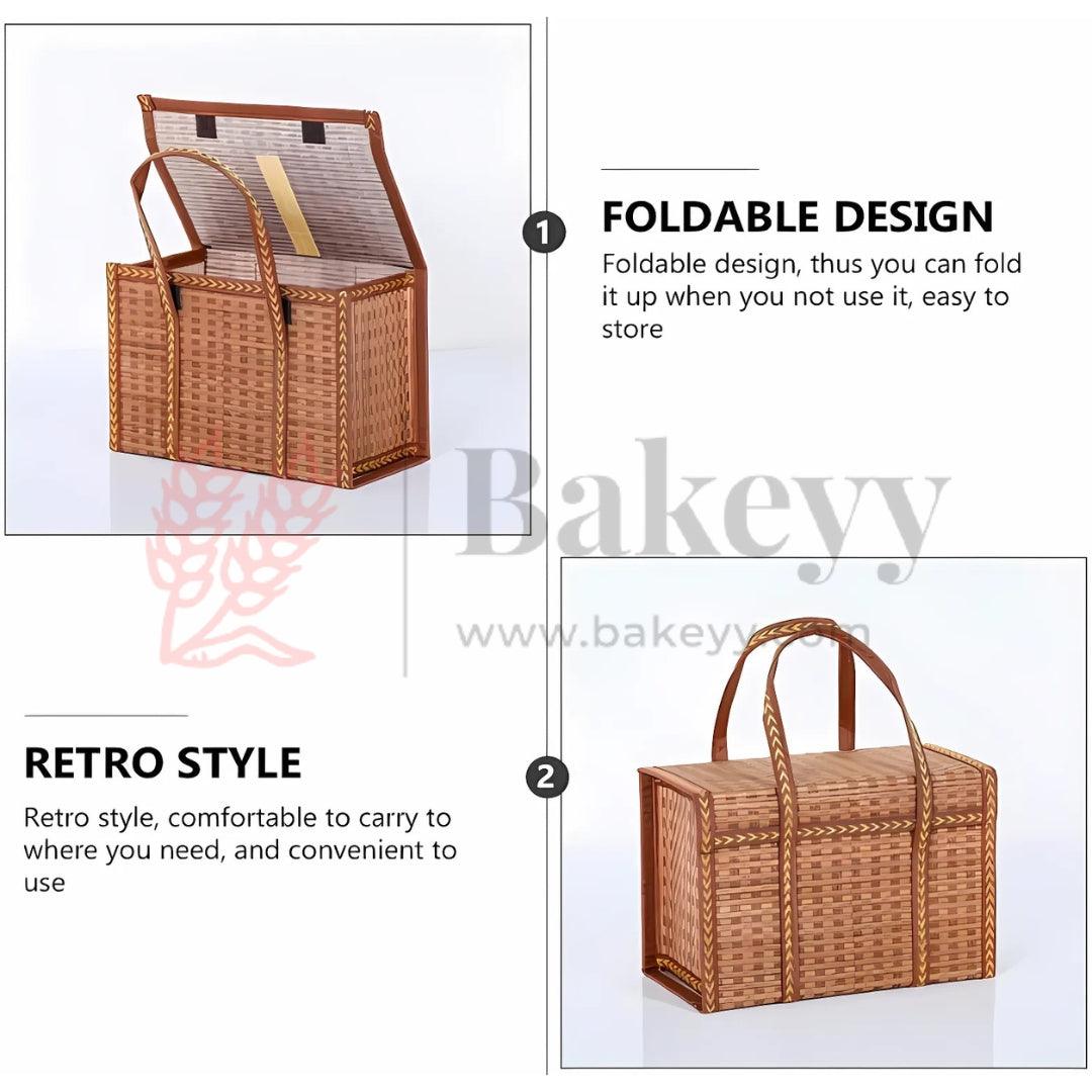 Black Wooden Basket| Handmade Wicker basket| 1 Piece - Bakeyy.com - India - Black Wooden Basket| Handmade Wicker basket| 1 Piece - Default Title