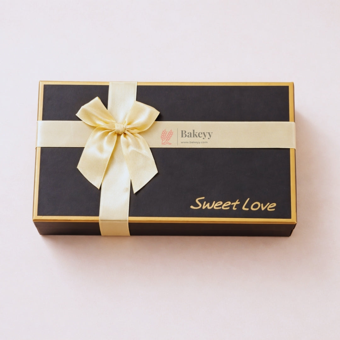 24 Cavity Premium Gift Box with Golden Partitions | Bakeyy Sweet Love Rigid Chocolate Box | Pack of 1