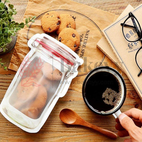 Red Jar Zip Lock Pouch |13.5 cm x 19.6 cm| Mason Jar Design| Pack of 50 - Bakeyy.com - India - Red Jar Zip Lock Pouch |13.5 cm x 19.6 cm| Mason Jar Design| Pack of 50 - Default Title