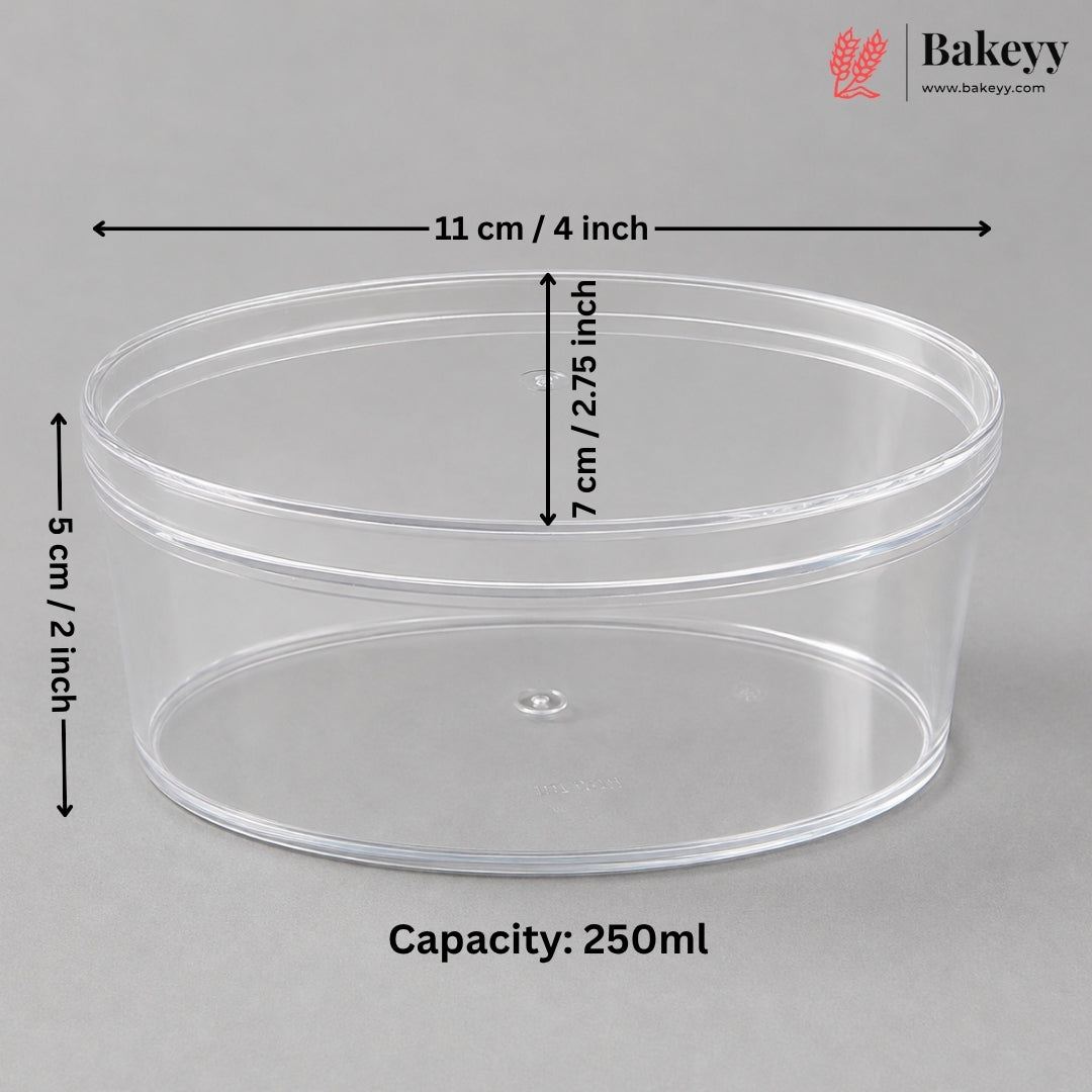 250ml Oval Transparent Acrylic Dessert Tub with Lid | Pack of 72