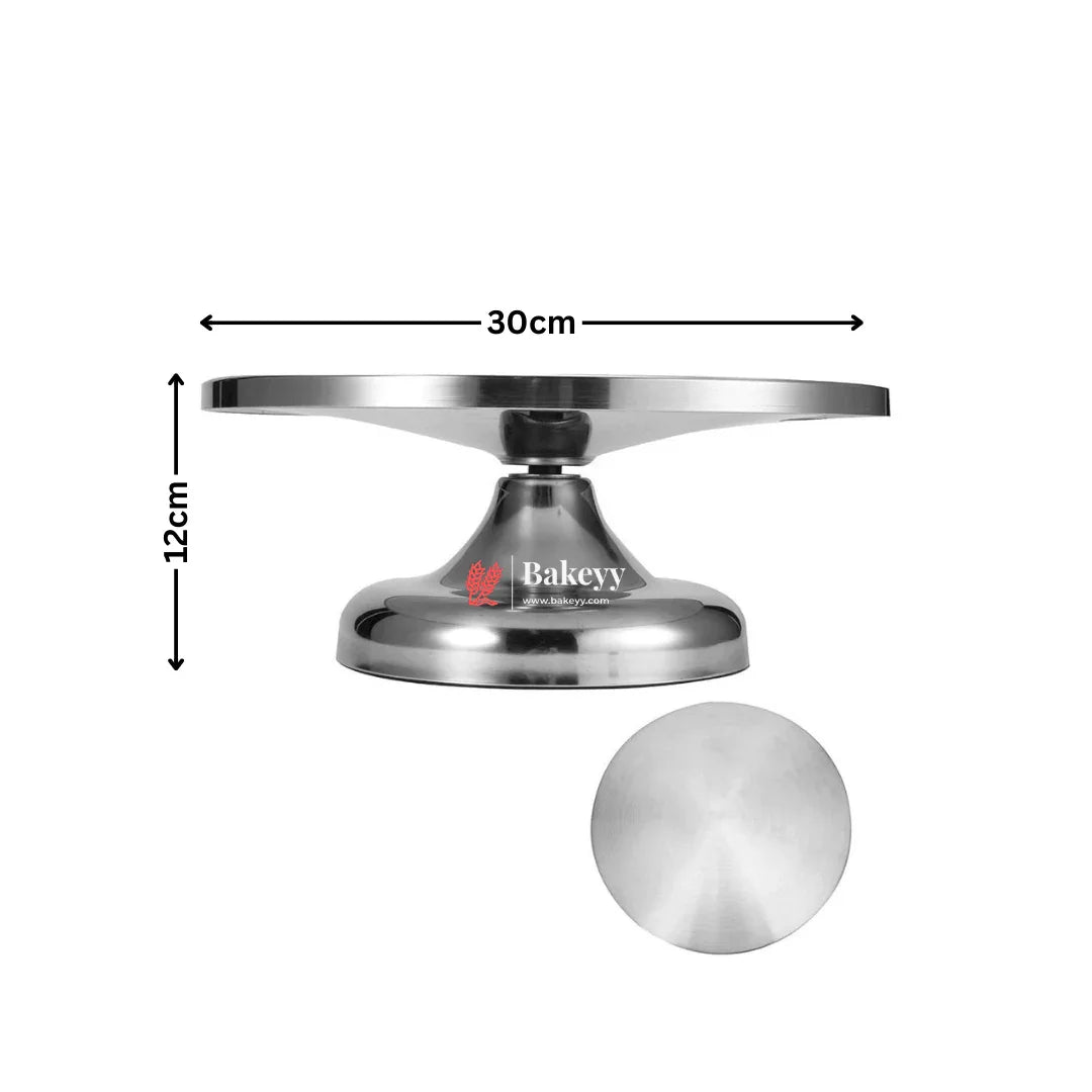 11 Inch Rotating Cake Stand |Stainless Steel | Elegant Round Cake Rotating Stand | 1 Piece - Bakeyy.com - India - 11 Inch Rotating Cake Stand |Stainless Steel | Elegant Round Cake Rotating Stand | 1 Piece - Default Title