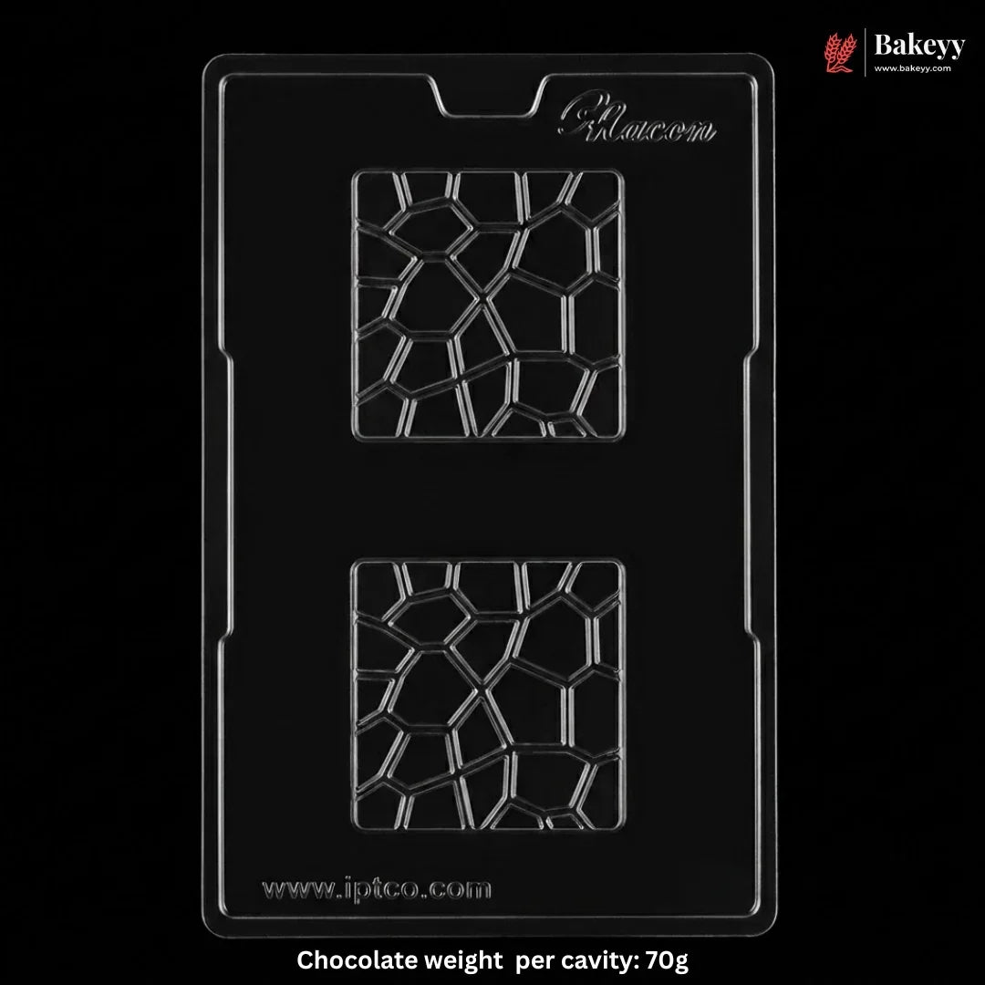 Mould 646 | 2 Cavity Crack Pattern Chocolate Bar Mould | Plastic Chocolate Mould | Pack of 1