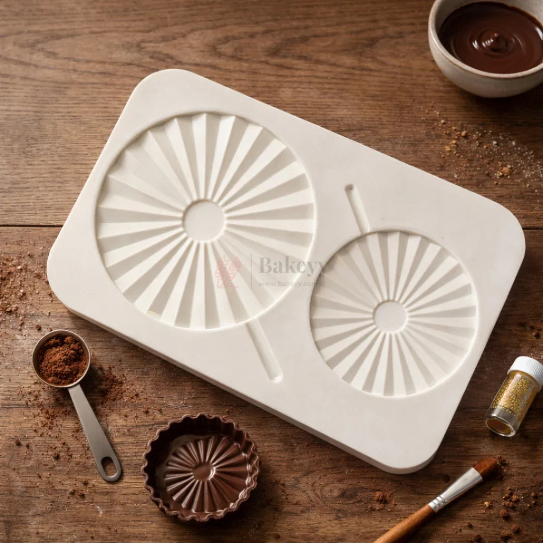 2 Cavity Sunburst Pattern Chocolate & Fondant Silicone Mould | Pack of 1