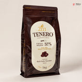 Tenero 57% cocoa solids dark chocolate packaging on a beige background