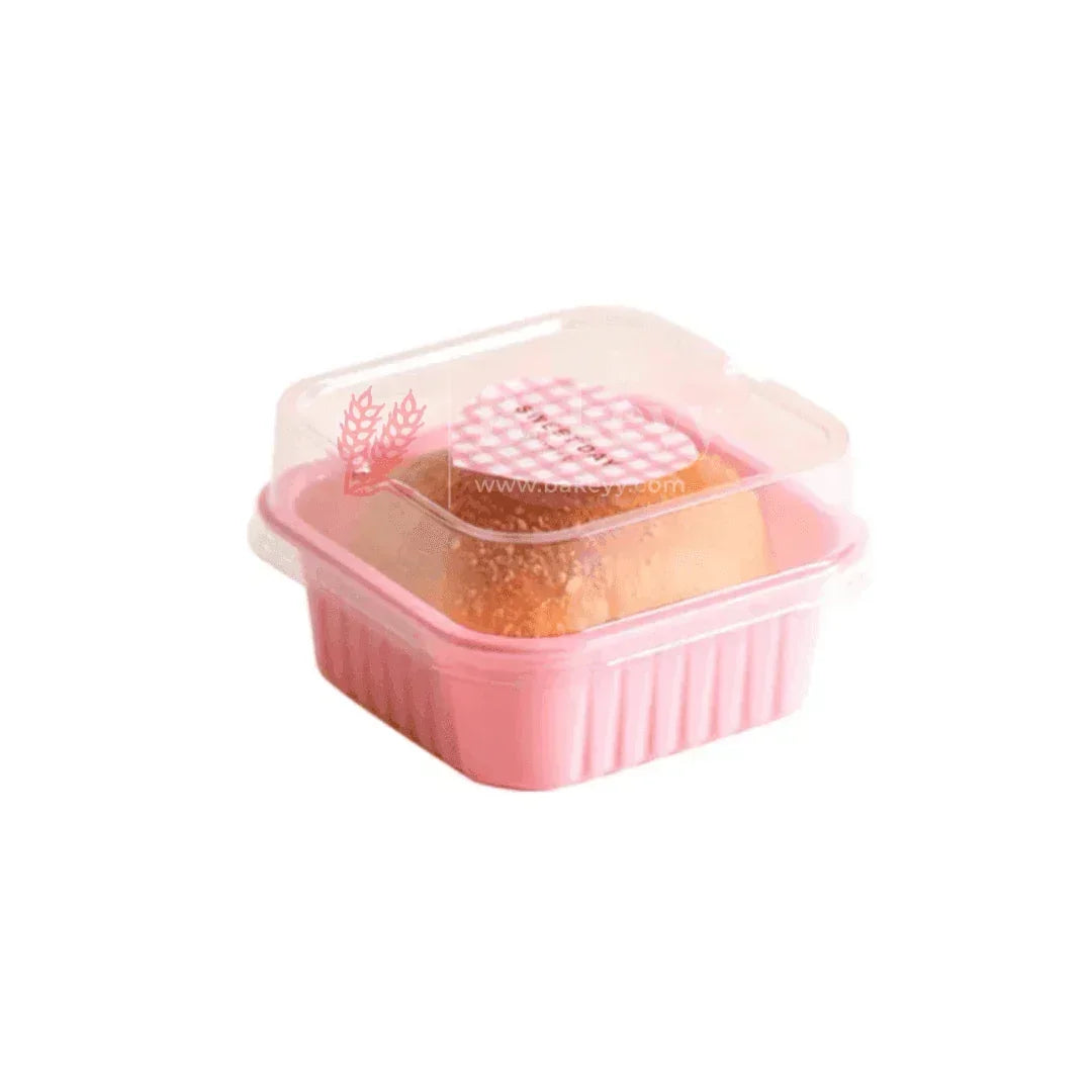 1 Brownie Box | Mini Muffins Pastry Packaging Box | Individual Pastry Container | Pack Of 50 - Bakeyy.com - India - 1 Brownie Box | Mini Muffins Pastry Packaging Box | Individual Pastry Container | Pack Of 50 - Pink