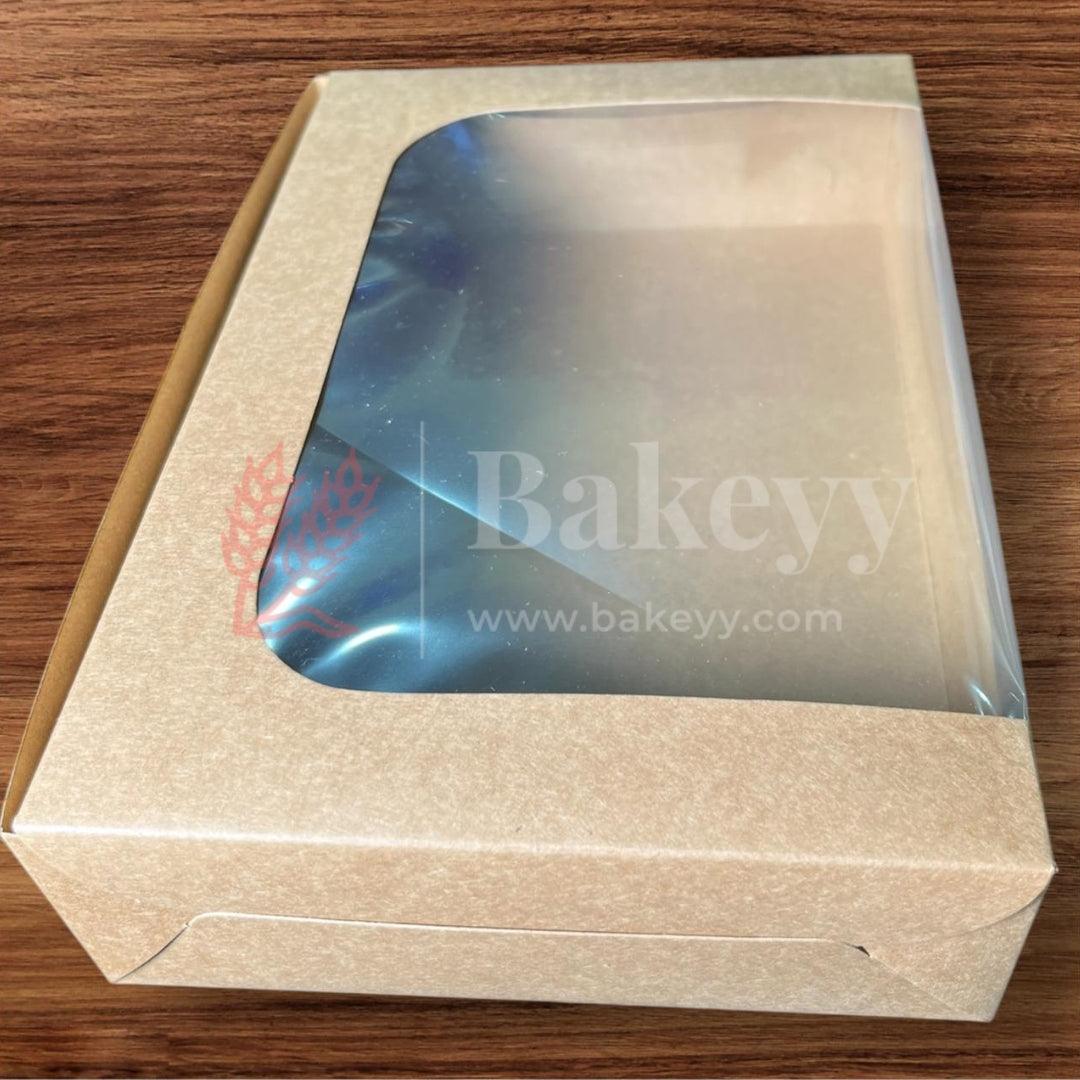 9 x 6 x 1.75 Inch 6 Brownie Box with L-Shaped Window - Kraft | Brownie gift box | Kraft dessert box | Goodie Box | Pack of 50 - Bakeyy.com - India - 9 x 6 x 1.75 Inch 6 Brownie Box with L-Shaped Window - Kraft | Brownie gift box | Kraft dessert box | Goodie Box | Pack of 50 - Default Title