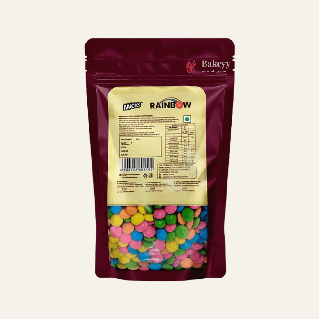 Rainbow Candy Coated Chocolates – 1kg | Vibrant Choco Buttons for Baking, Gifting & Snacking | Micks' - Bakeyy.com - India - Rainbow Candy Coated Chocolates – 1kg | Vibrant Choco Buttons for Baking, Gifting & Snacking | Micks' - Default Title
