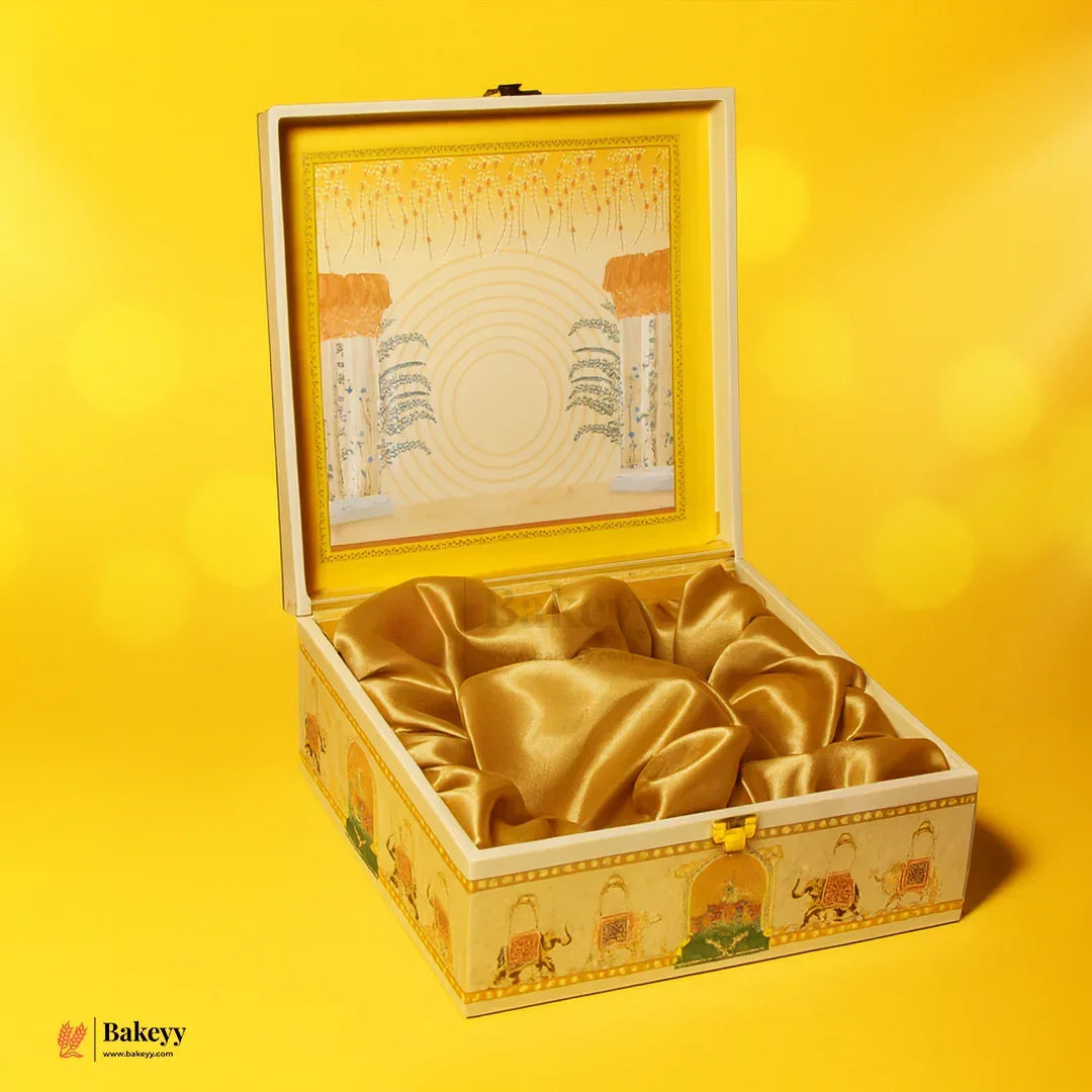 Royal Pichwai Decorative Square Gift Box – Handcrafted Hard Box Storage with Lock | Pack of 1 - Bakeyy.com - India - Royal Pichwai Decorative Square Gift Box – Handcrafted Hard Box Storage with Lock | Pack of 1 - Default Title