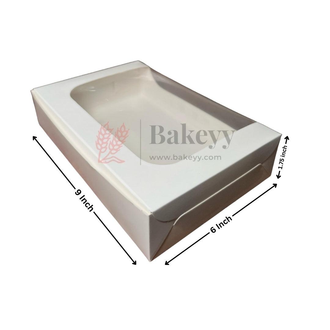 9 x 6 x 1.75 Inch 6 Brownie Box with L-Shaped Window - White | Brownie gift box | Kraft dessert box | Goodie Box | Pack of 50 - Bakeyy.com - India - 9 x 6 x 1.75 Inch 6 Brownie Box with L-Shaped Window - White | Brownie gift box | Kraft dessert box | Goodie Box | Pack of 50 - Default Title
