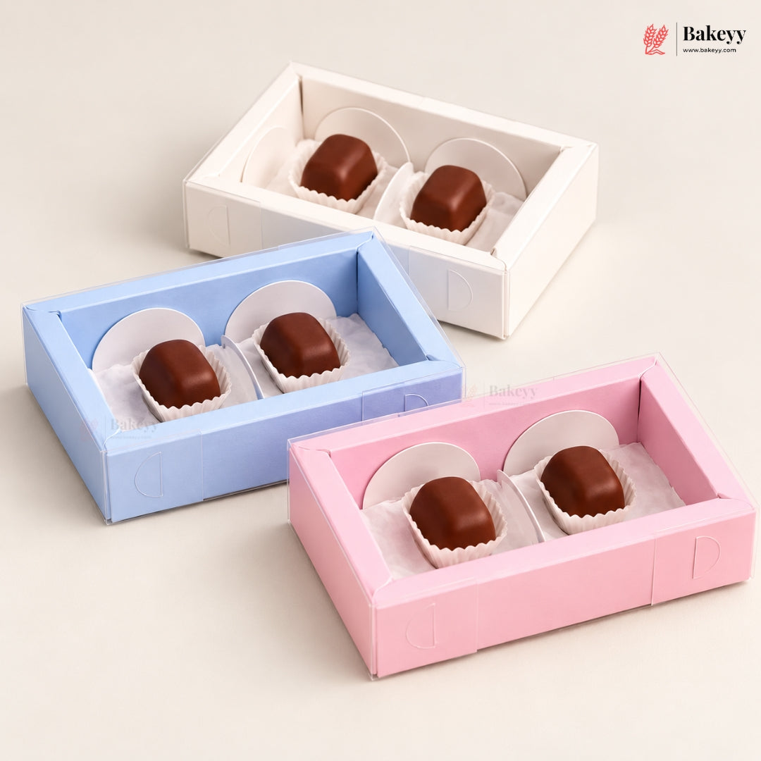 2 Cavity Chocolate Box | Multiple Colours Cavity Box | Pack of 25