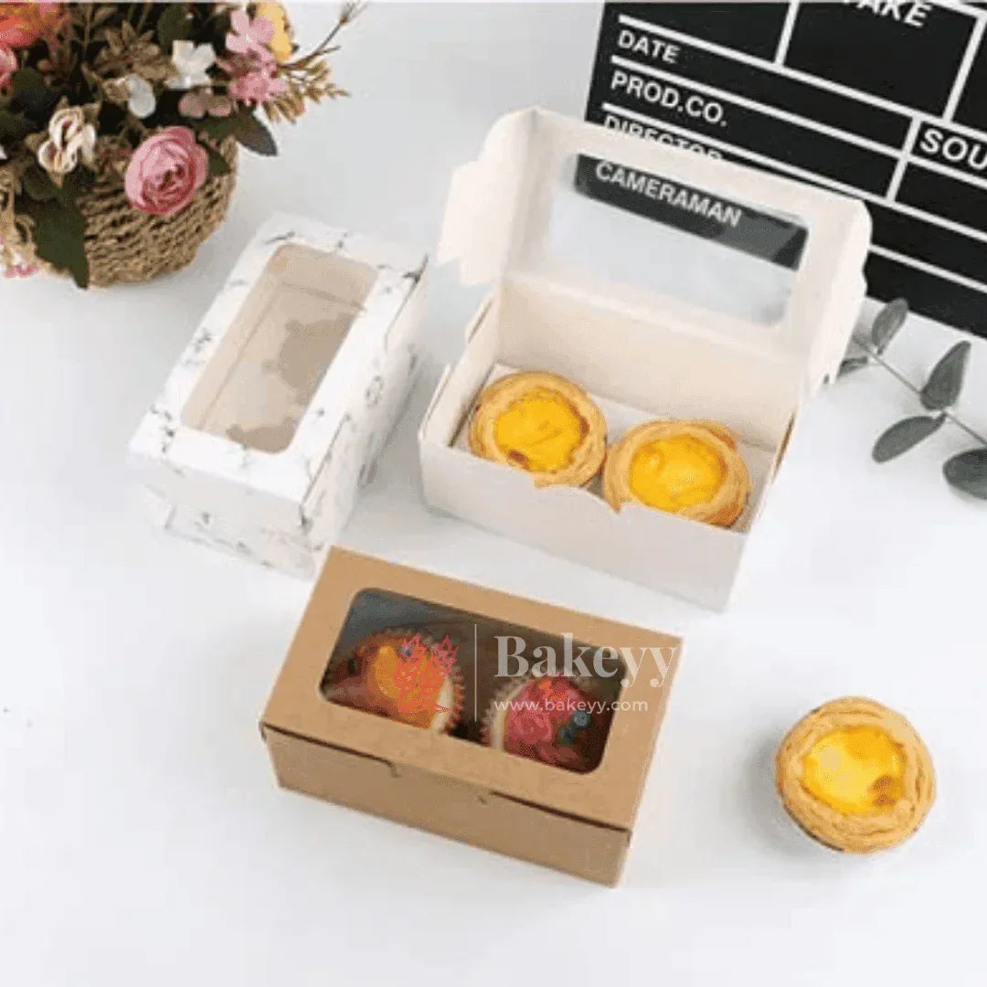 2 Cavity Kraft Cupcake Box | Pack Of 10 | - Bakeyy.com - India - 2 Cavity Kraft Cupcake Box | Pack Of 10 | - Pack of 10